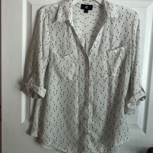 White Button Up Arrow Blouse